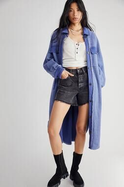 Free People — We the Free Ruby Fleece Shirt Jacket — Blue — XS